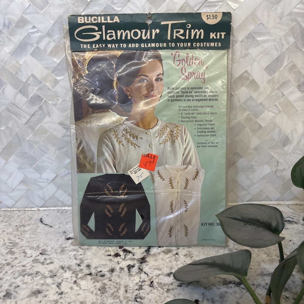 Vintage Bucilla Glamour Trim "Golden‎ Spray" Kit Costumes Needle Work embroidery